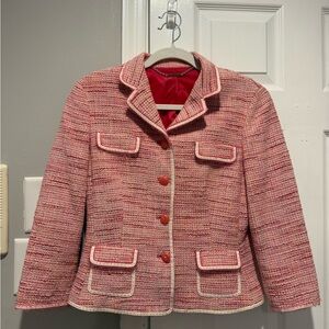 Vintage Ellie Tahari Women's Pink Tweed Blazer Jacket